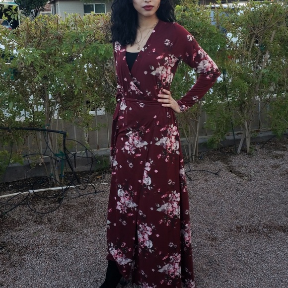 LAST ONE S! Floral Jersey Wrap Style Maxi Dress - Picture 7 of 7